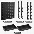 Marspark Clamp on Desk Pegboard 24" x 16" Plastic Peg Board Privacy Divider Desk Partition Panel Office Accessory Organizer Black No Drill Mounted Pegboard for Home Office Gaming - Image 2
