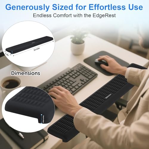 UnivoColors PostureUp L-Shaped Desk Long Wrist Rest Elbow, Non-Slip, Memory Foam, Desk Edge Support, Ergonomic Design for Long-Hour Work (23.6 * 3.9 inch One-Piece Design,Grey) - Image 3