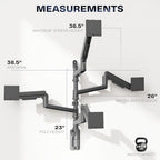 VIVO Quad Ultrawide Wall Mount, Heavy Duty Pneumatic Arm Monitor Station, Fits Four 38 inch Screens, Pneumatic Height Adjustment and 140lb Weight Capacity, Black, MOUNT-V400D - Image 6