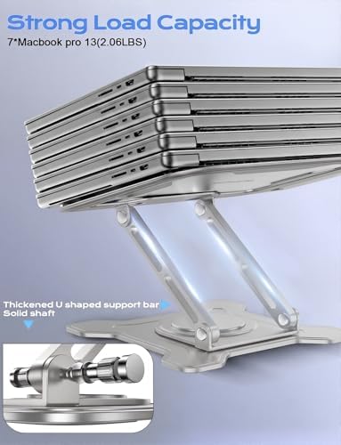 JCZT 360° Rotating Laptop Stand for Desk, Metal Foldable Laptop Riser, Gray - Image 5