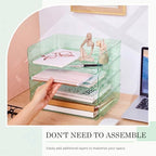 Harloon 4 Tier Clear Sage Green Acrylic Paper Organizer Letter Tray, Aesthetic Stackable Desk File Organizer Paper Holder Office Tray for A4, Modern Office Classroom Home File Pad Books Notes - Image 4