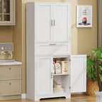 Iwell 67" Tall Storage Cabinet with Adjustable Shelf & 1 Large Drawer, Pantry Cabinet with 4 Doors, Kitchen Cabinets for Dining Room, Living Room, Home Office, White - Image 5