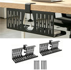 Under Desk Cable Management Tray, Cord Organizer for Desk Cable Management Tray Under Desk with Clamp for Home Office, Standing Desk (2Pack Black) by Unknown
