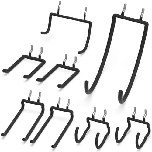 8PCS Garage Storage Hooks Set, Heavy Duty Steel Utility Hooks, Fits 1/4” & 1/8” Pegboards & Slatwall, Wall Organizer for Hoses, Power Tools, Ladders, Garden Tools & Extension Cords by LianRippleLian