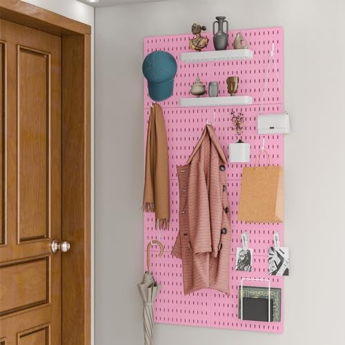 Wall-Mounted Pegboard Kit, 25.2" x 25.2" Organizer Panel – Large, Cost-Effective & Nail-Free Installation Pink - Image 3