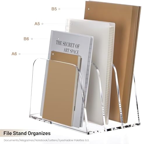 HeZone Desk File Organizer,3-Section Vertical File Folder Holder,Clear - Image 3