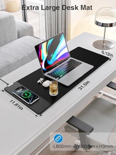 Wireless Charging Mouse Pad, 31.5"x11.8" Large Desk Mat, Smooth Glide - Image 2