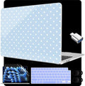 MEEgoodo for M5/M4/M3/M2 MacBook Air 15 inch Case 2026 2025 2024 2023, Case Fit Model (A3448/A3241/A3114/A2941) for MacBook Air 15.3 inch, Blue & White Polka Dots by MEEgoodo