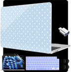 MEEgoodo for M5/M4/M3/M2 MacBook Air 15 inch Case 2026 2025 2024 2023, Case Fit Model (A3448/A3241/A3114/A2941) for MacBook Air 15.3 inch, Blue & White Polka Dots by MEEgoodo