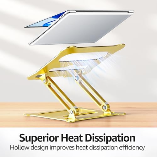 Urmust Adjustable Laptop Stand for Desk, 10-15.6“ Laptop Riser, Gold - Image 5