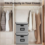 File Storage Box with Lid, 15.55x12.87x10.43 Inches, Foldable Organizer with Handles & Label Slot, for File Storage, Home, Office, and Closet Organization(4 Packs, Grey) - Image 3