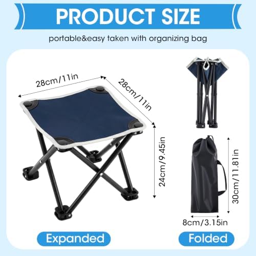 Ripeng 2 Pcs Portable Airplane Travel Foot Rest, Folding Camping Stool, Under Desk Foot Rest at Work for Long Flight, Home and Office Outdoor Hiking Fishing with Carry Bag (Blue) - Image 2