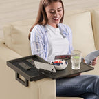 Wealone Black Couch Arm Tray, Sofa Arm Table with TV Tray & Storage Box - Image 2