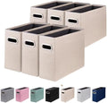 6 Packs Letter Size File Organizer, File Folders Organizer, Fabric Storage Box, Collapsible Paper Organizer with Metal Handle, Smooth PVC Rails, Only Box (Beige) by ComfortKeeper