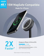 Anker MagSafe Charger, MagGo Qi2 15W 360-Degree Wireless Charger Stand - Image 3