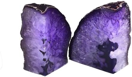 AMOYSTONE Purple Agate Bookends Book Stoppers for Living Room Shelves - Image 3