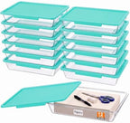 Tinlade 12 Pack Classroom Clear Paper Storage Bins with Lids, Teal by Tinlade