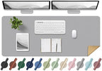 BLESWIN Large Desk Pad, 47.2'' x 23.6'', Office Desk Mat, Computer Mat for Desk, Leather Desk Pad Protector, Sewing Desk Blotter, Desktop Writing Pad for Office/Home/Decor Light Grey by BLESWIN