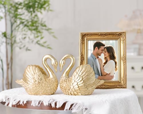 Swan Decorative Bookends,Resin Book Ends for Shelves,Unique Gold Book Holders,Heavy Duty Swan Decor for Home Office Desk Bookshelf,Set of 2,Gifts for Anniversary - Image 6