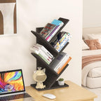 SHEEPAM Small Tree Book Shelf,5 Tier Bookshelf, Wood Desktop Bookcase - Image 5