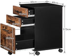 HOOBRO 3-Drawer File Cabinet, Wooden Under Desk Filing Cabinet, fits A4/Letter Size for Home Office, Small Rolling Storage Drawer Chest, Printer Stand with Drawers, Rustic Brown and Black BF02WJ01G1 - Image 3