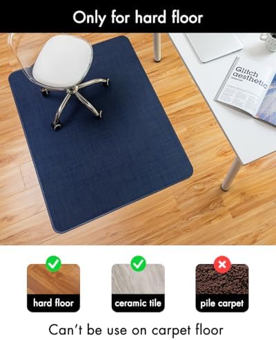 BARoyal Office Chair Mat for Hardwood Floor Under Desk Computer Rolling Chair Mat for Wood/Tile Floor Non-Slip Heavy Duty Desk Rug PVC Plastic Hard Floor Protector 30" x 48"(Indigo) - Image 3