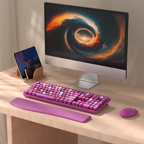Wireless Keyboard and Mouse Combo with Phone Holder (Rose-Red) - Image 2