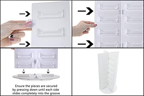 Marketing Holders Rotating Business Card Holder 16 Pocket Clear Acrylic and White PVC Lightweight Counter Organizer for 3.5" x 2" Gift Cards - Image 3