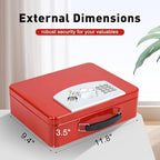 KYODOLED Red Safe Box with Digital Keypad Lock, Lock Box with Code for Personal Items, Metal Security Box for Cash, Passport, Jewelry, Ideal for Home, Office, Garage Sale, 11.8'' x 9.4'' x 3.5'' - Image 2