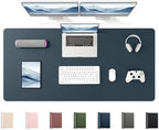 YSAGi 55" x 24" Large PU Leather Desk Mat for Keyboard and Mouse - Waterproof Non-Slip Desk Pad Protector for Office, Home, Writing Desk, Dark Blue by YSAGi