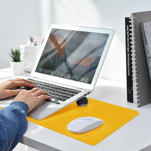 Leather Desk pad Protector, Office Mat, Large Mouse Mat, Non-Slip PU Leather Blotter, Laptop Desk Pad,Waterproof Laptop Computer Desk Keyboard Mat for Office/Work/Home/Decor (Yellow, 55in*18in) - Image 4