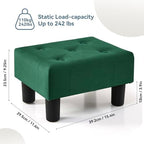 Poofzy Small Foot Stool Ottoman, Velvet Ottoman Foot Rest with Legs, Rectangle Foot Rest for Couch, Footstools and Ottomans Small for Living Room and Entryway (Green) - Image 3