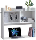 Nromant Desktop Bookshelf, Wooden Desk Storage Hutch with 5 Shelves, 3-Tier Desktop Display Organizer Rack for Office Home (White, 5 Shelves B) by Nromant