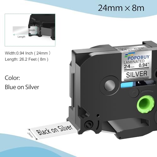 24mm 0.94 Laminated Sliver Tape Compatible for Brother P-Touch TZ951 TZ-951 TZe-951 TZe951 1 inch Black on Sliver Label Tape for PT-D600 D610BT P700 P750W P710BT Label Maker, 5 Pack - Image 2