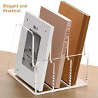 SANRUI Clear Acrylic Magazine File Holder Vertical Desk Organizer 3-Slot - Image 2