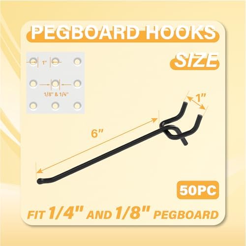 50PC 6" Pegboard Hooks for 1/4" Peg Board - Image 2