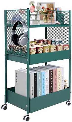 3 Tier Rolling Storage Cart Metal Utility Cart with Wheels by Unknown