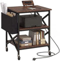 Large Printer Stand with Storage Bag, 23.6'' x 23.6'' with Power Outlet by DONGRONG