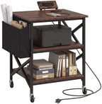 Large Printer Stand with Storage Bag, 23.6'' x 23.6'' with Power Outlet by DONGRONG