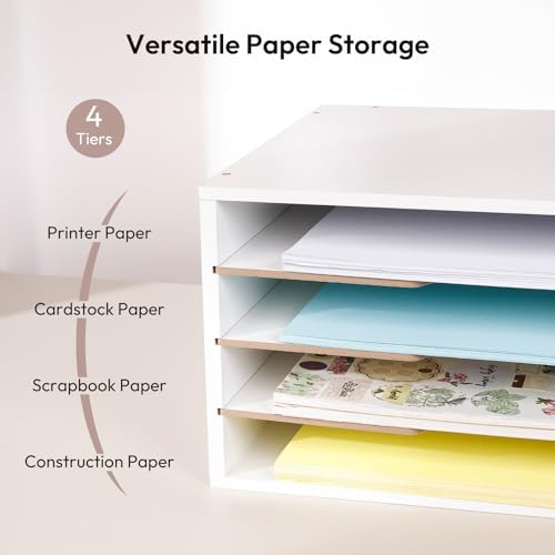 Yumkfoi 12x18 Construction Paper Organizer, 4-Tiers Paper Storage Shelf - Image 3