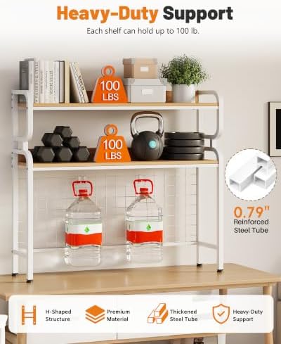 BYMECOST 38.6" Desktop Hutch Bookshelf,2-Tier Desk Shelf with Back Panel - Image 6