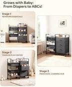 2in1 Baby Diaper Caddy Organizer and Storage Cart with Dividers and Drawers - Image 5