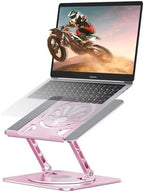 Adjustable Rotating Laptop Stand for Desk, Aluminum Riser, Pink by Axbima