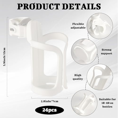 24Pcs Water Bottle Holder for Classroom Durable Cupholder for Desk Chair Anti-Spill 360° Rotating Water Bottle Holders Back to School Gift for Student Coffee Cup Holder for Office Home, White - Image 2