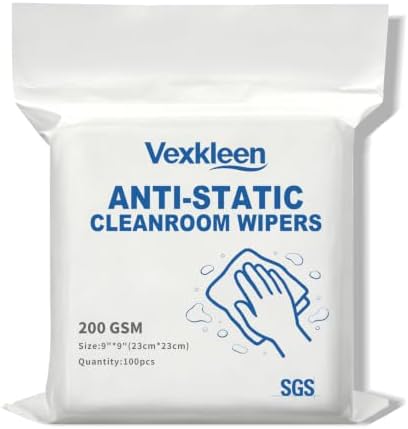9" x 9" Anti-Static & Microfiber Wipes (100 Pcs, 200GSM) by PrecisionCleanroomSupplies