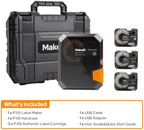 Makeid P31S Industrial Label Maker with 3 Cartridges & Hard Case Bundle - Image 5