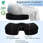 CloudBliss Ergonomic Seat Cushion & Lumbar Support Pillow Set, Black,Large - Image 6