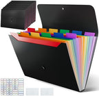 10 Pack Accordion File Organizer, 13 Pockets, Black by CowdroBrand