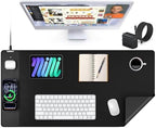 Mouse Pad with 15W Wireless Charging, XXL Large Leather Desk Mat, Black by TopmadeProduct-Ordernow