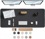 Large Desk Pad Non-Slip Desk Mat Protector for Keyboard Mouse Waterproof Vegan Leather Surface Faux Leather Laptop Mat Smooth Mouse Pad Premium Gift Tube Obsidian Black 55" x 23" by Promattoo